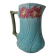 Antique Art Deco turquoise flowered slipware jug vase