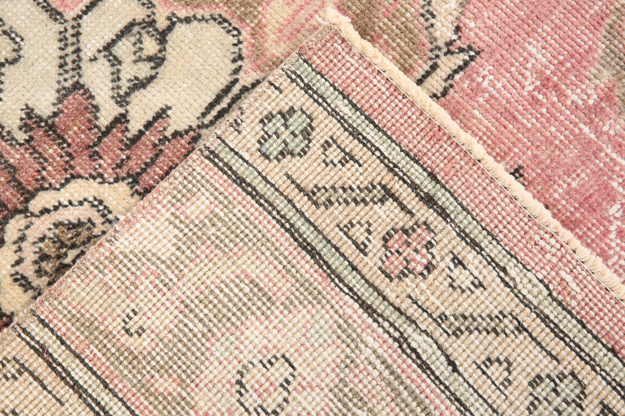 3x12 Pink Dark Blue Oriental Vintage Runner Rug