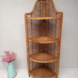 Tall rattan shelf