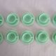 10 almond green opaline cups and saucers from the 50s