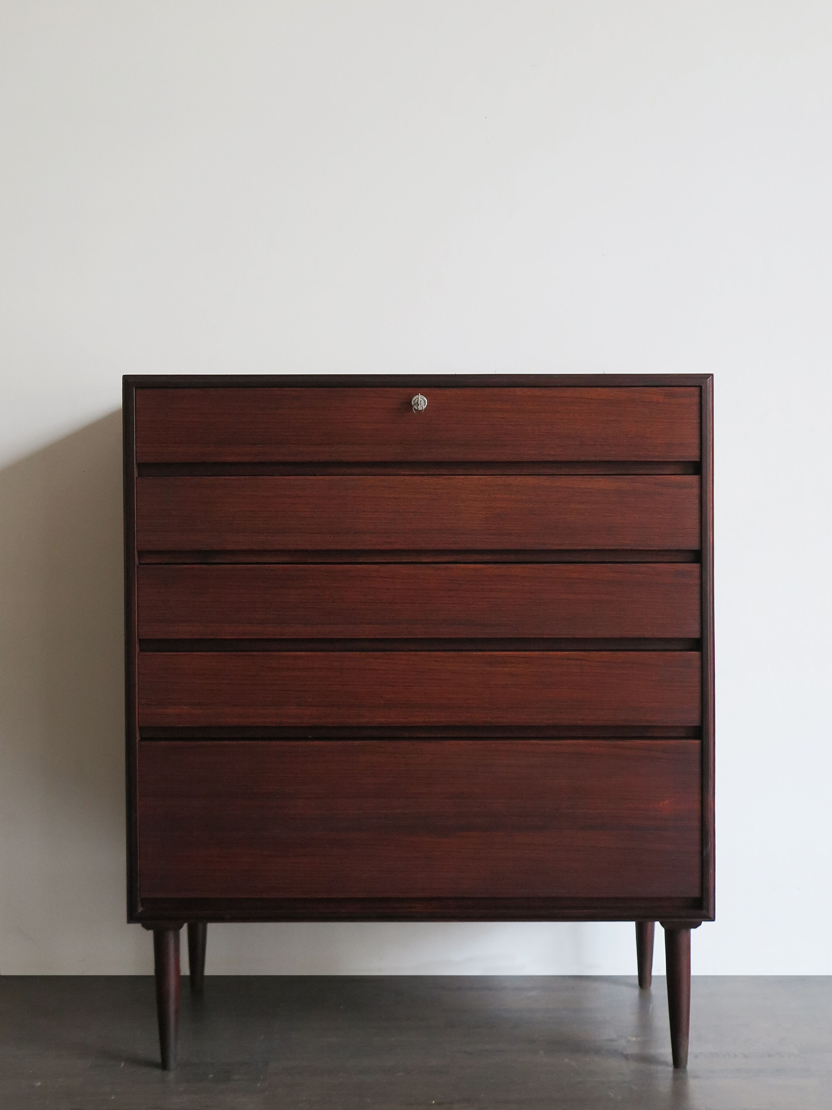 Scandinavian midcentury darkwood chest of drawers 1950s