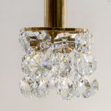 Lustre en laiton doré et cristal de Palwa design 1960