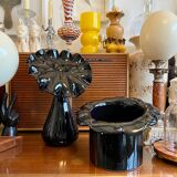 Black earthenware vase