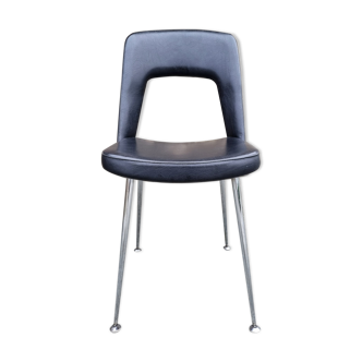 Tonneau chair, vynil and chrome, vintage, 60s