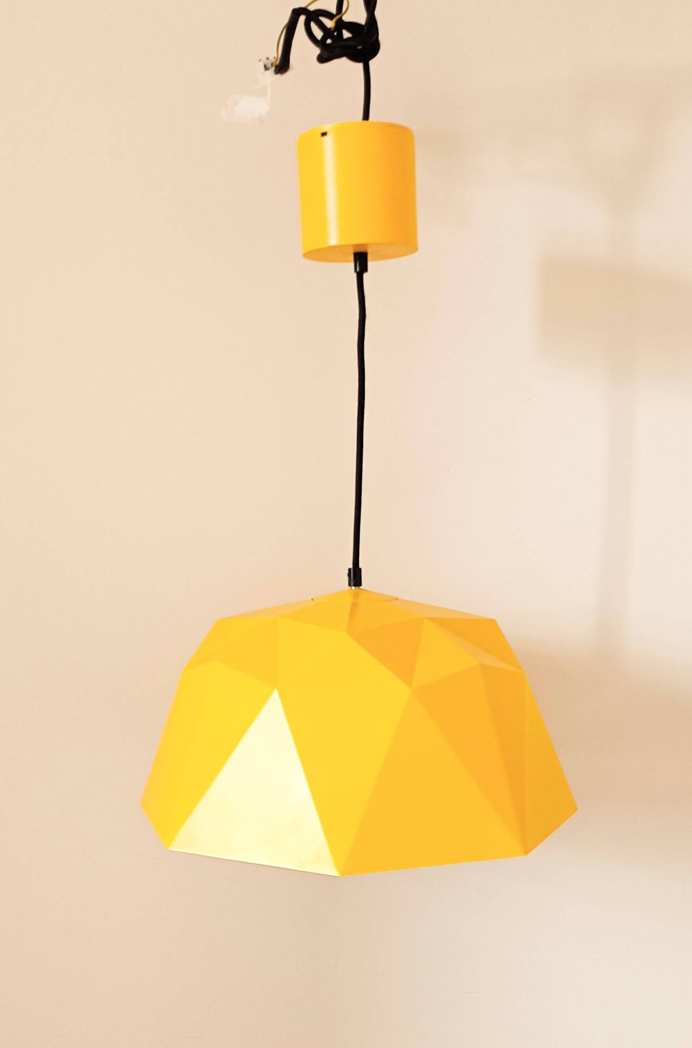 Vintage Bakelite origami-shaped yellow pendant light