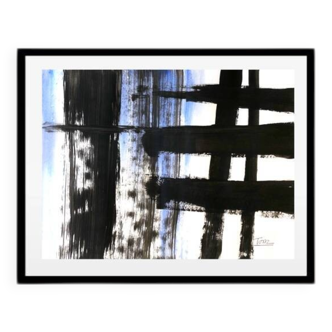 Original and unique abstract painting - Tribute to Soulages