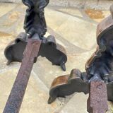 Vintage solid brass and steel chenets