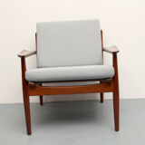 Fauteuil teck des années 1960 en gris, Arne Vodder