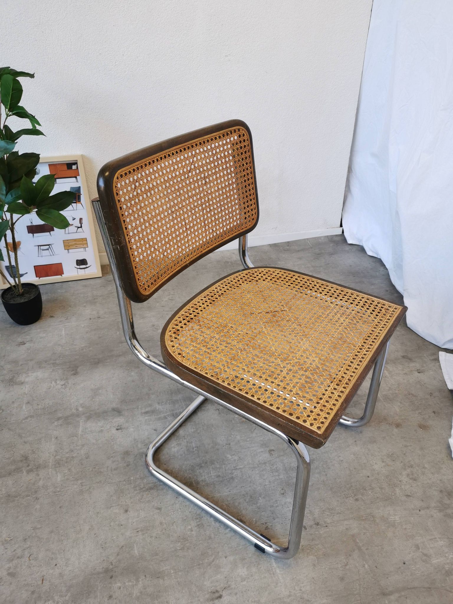 Vintage Cesca Cane Chair: 1970s Italian Mid-Century Modern Dining Office Ch