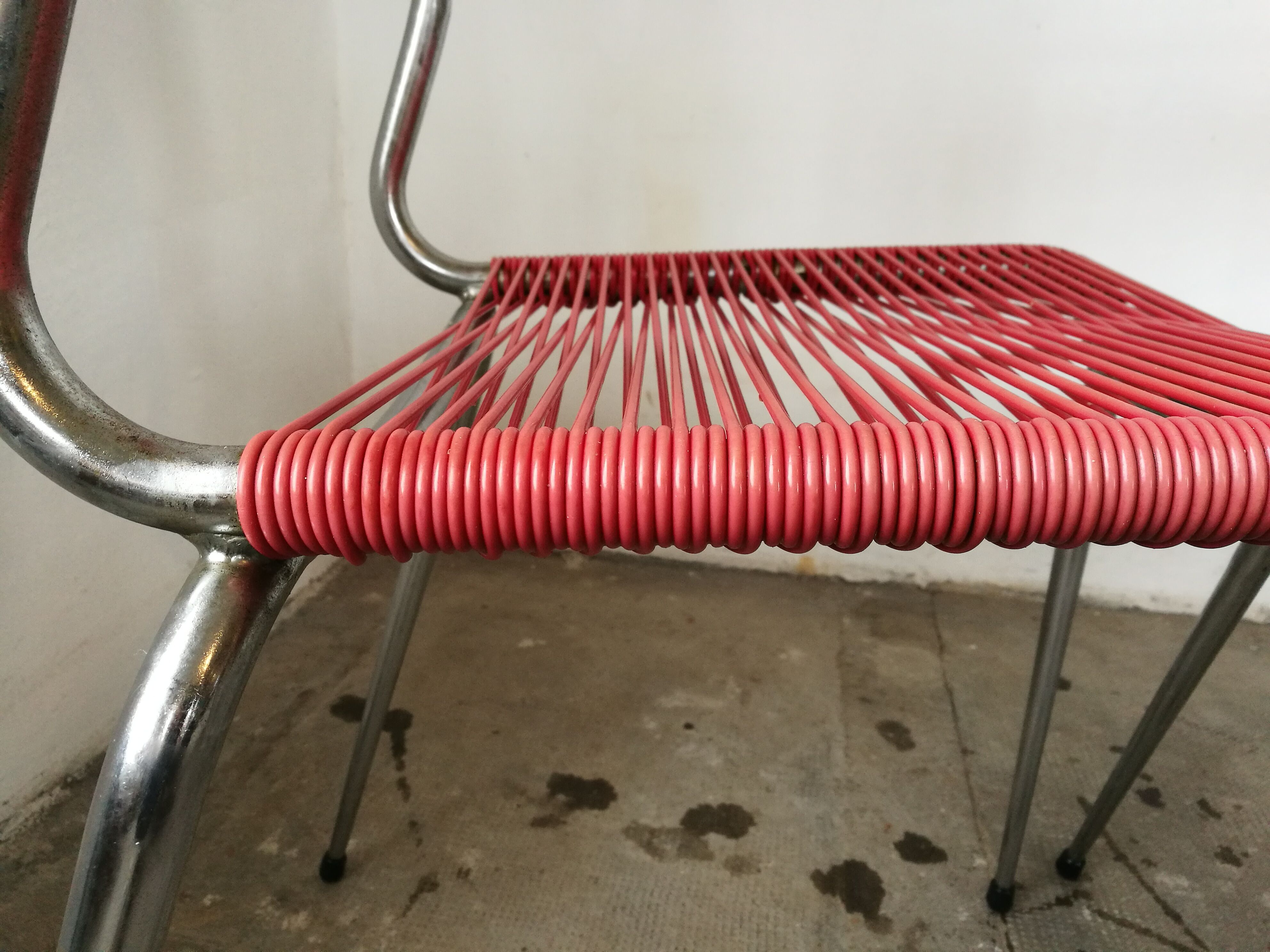 Set of 3 vintage scoubidou chairs