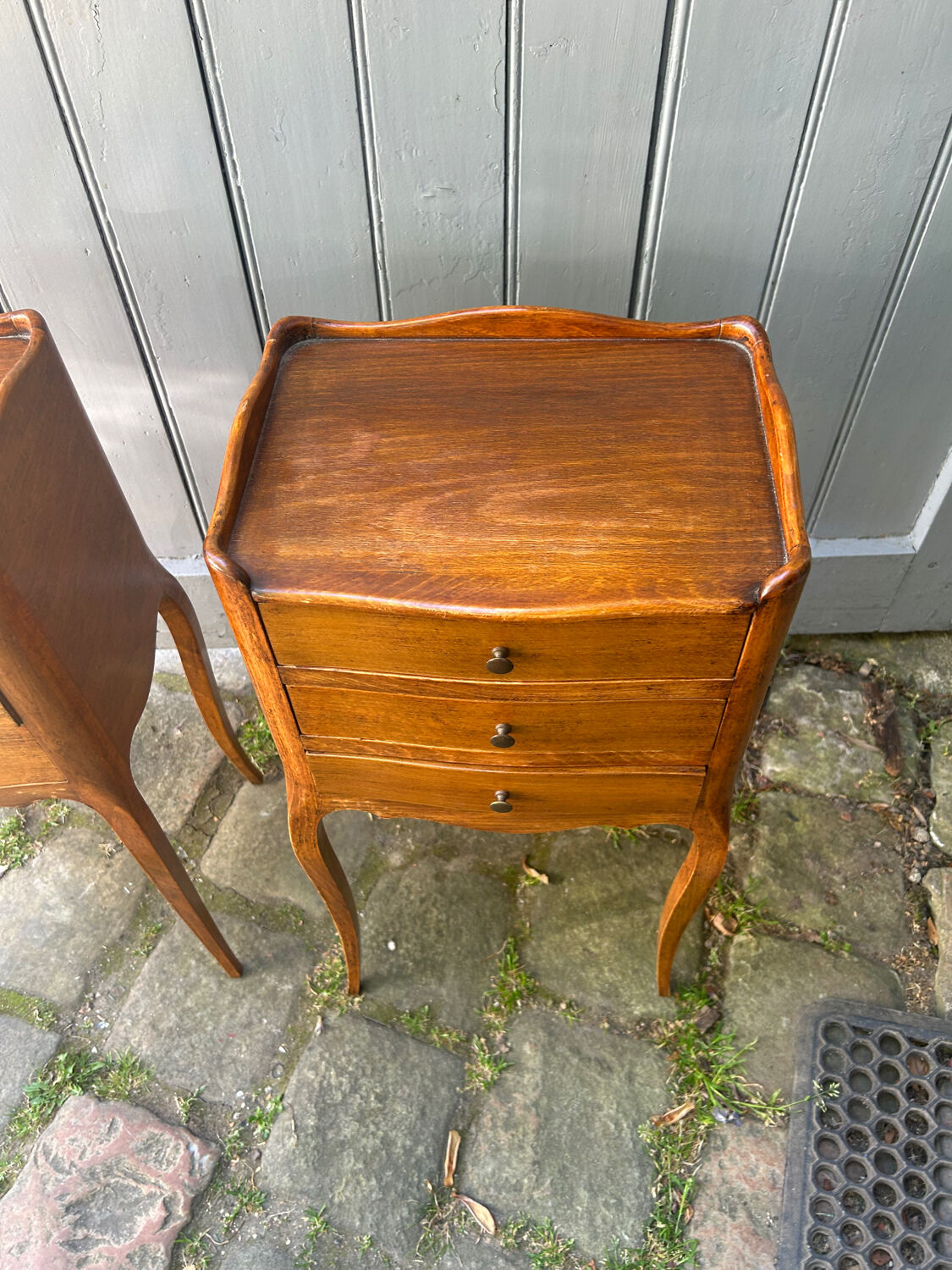 Pair of walnut bedside tables