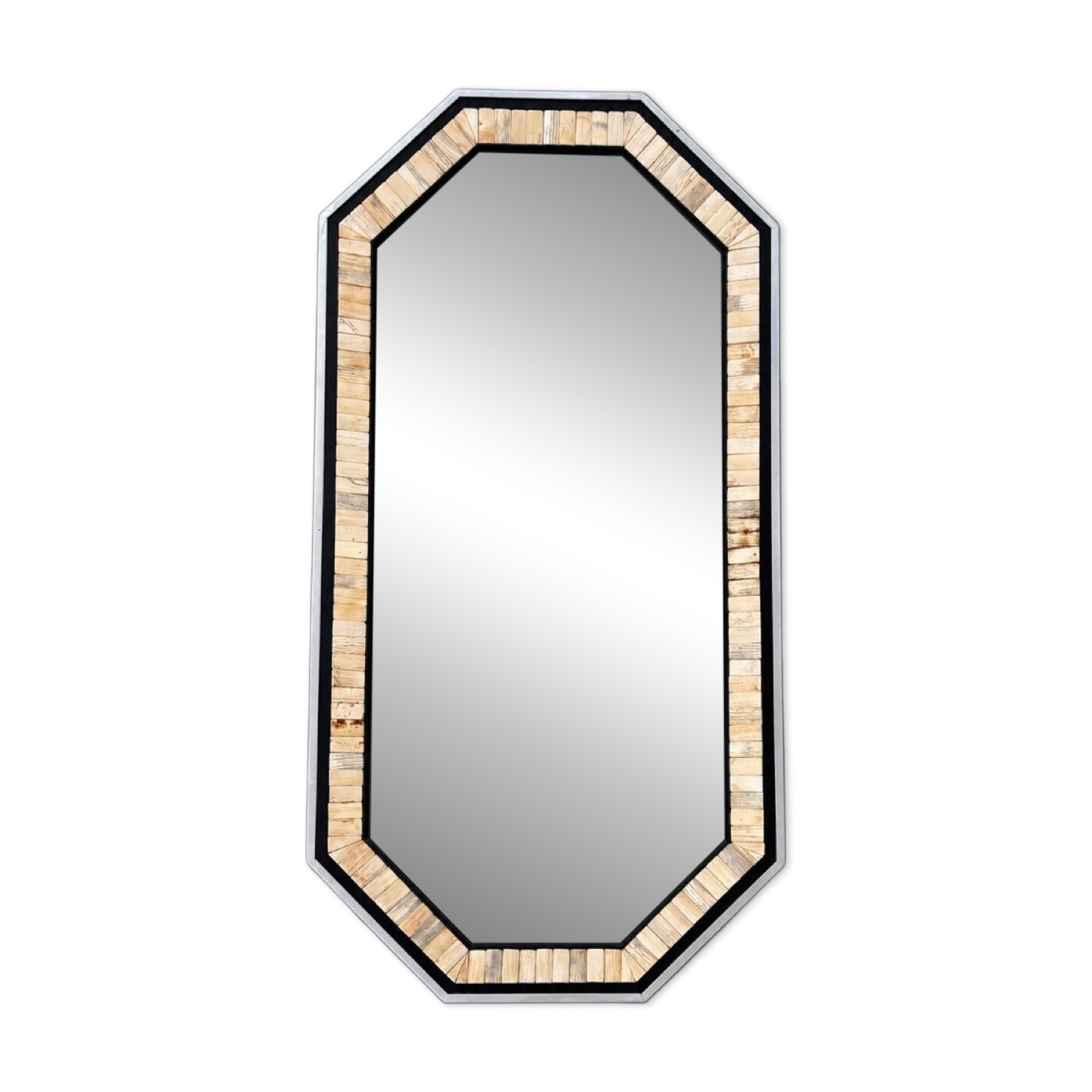 Blackened wood, metal and bone mirror by Anthony Redmile – London, 1970