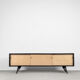 Mid-Century Elegant Black and Maple Scandinavian Vintage Sideboard, 1960s