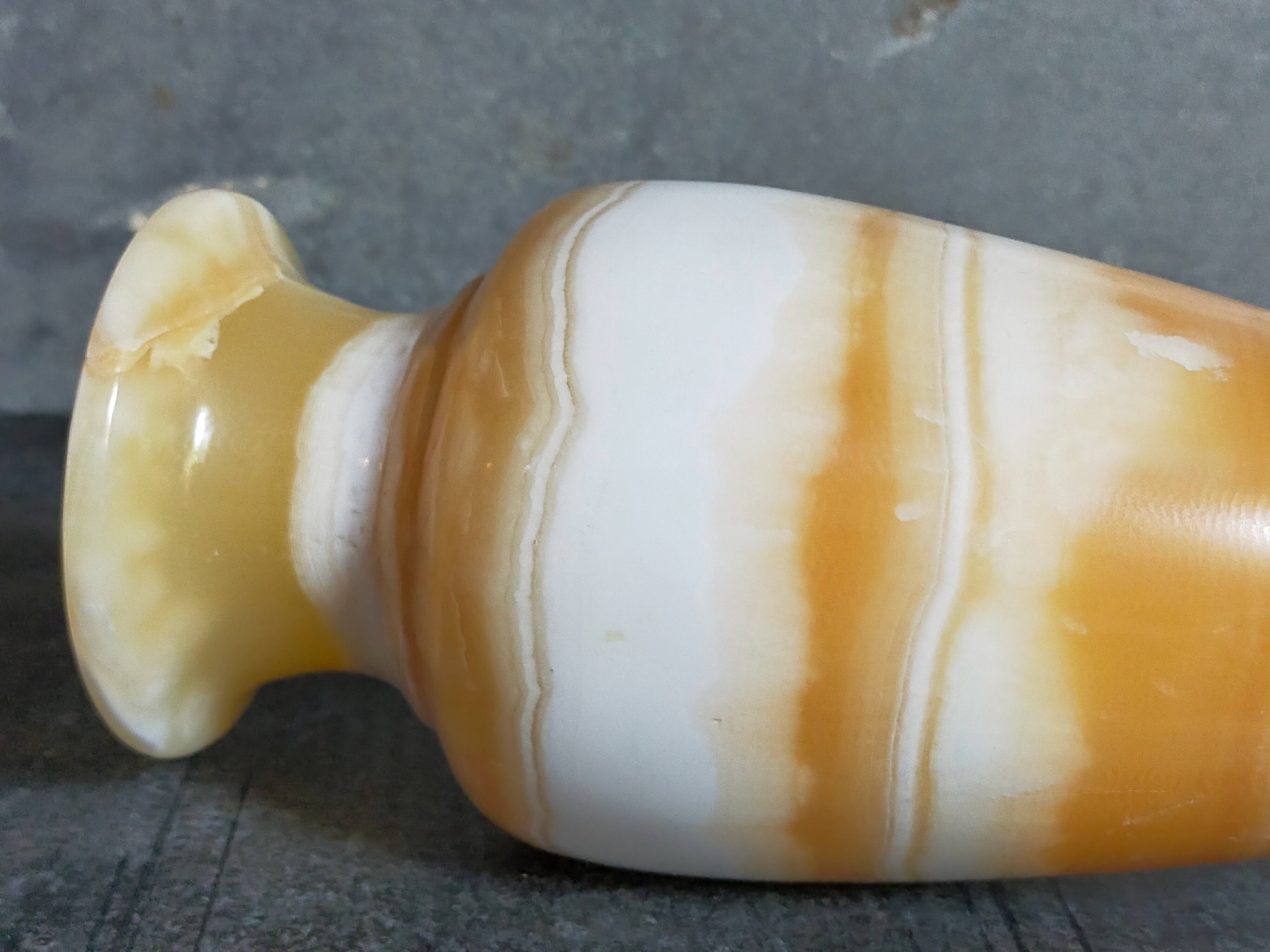 Baluster vase in real vintage honey onyx stone 25 cm
