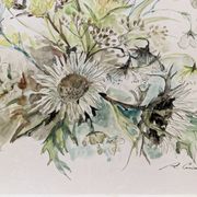 Aquarelle, bouquet de fleurs, Raymonde Carrier