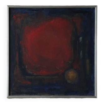 Eke Bjerén, Röd Aften, Oil on Canvas, 1962, Framed