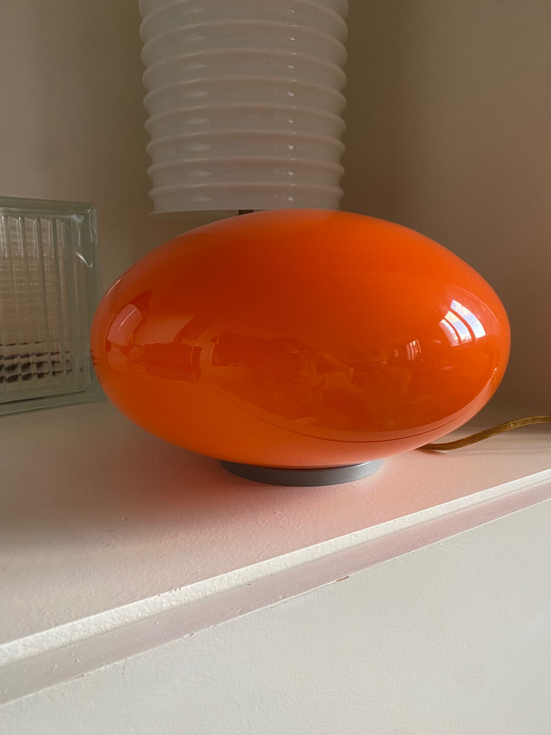 UFO lamp globe in vintage orange mushroom glass