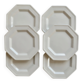 6 vintage octagonal pearl-edged porcelain dessert plates - Johnson Brothers