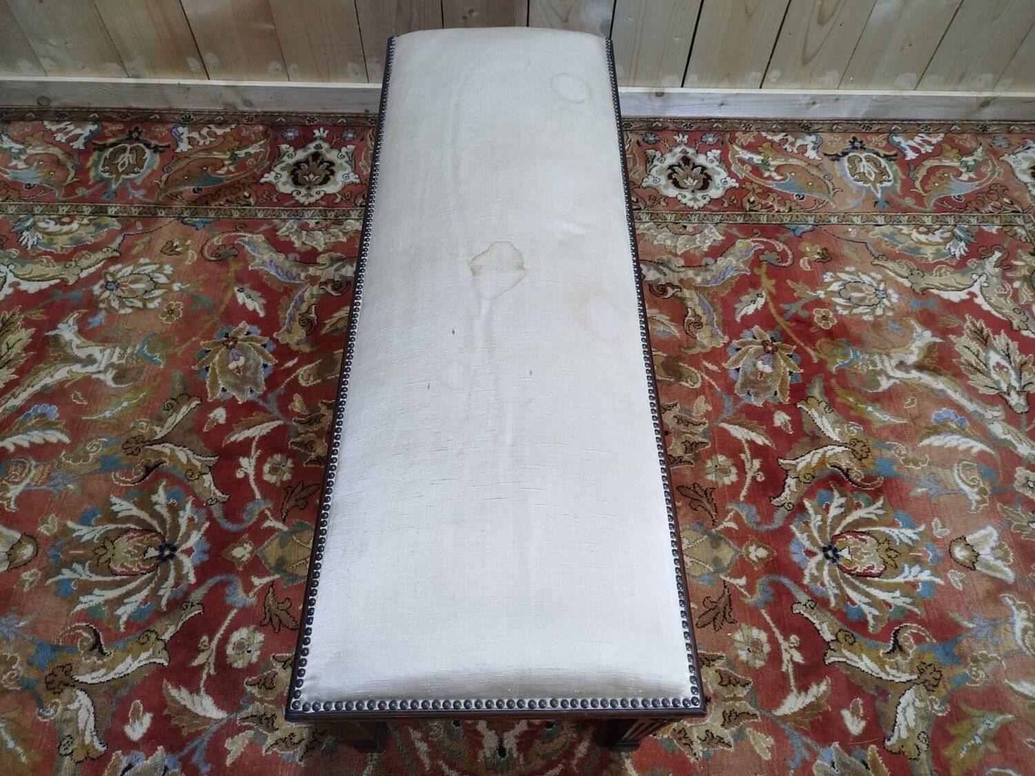 Ban - Banquette de piano à 6 pieds en tissu de style Louis XVI