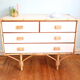Rattan dresser, natural and white color, 1970s