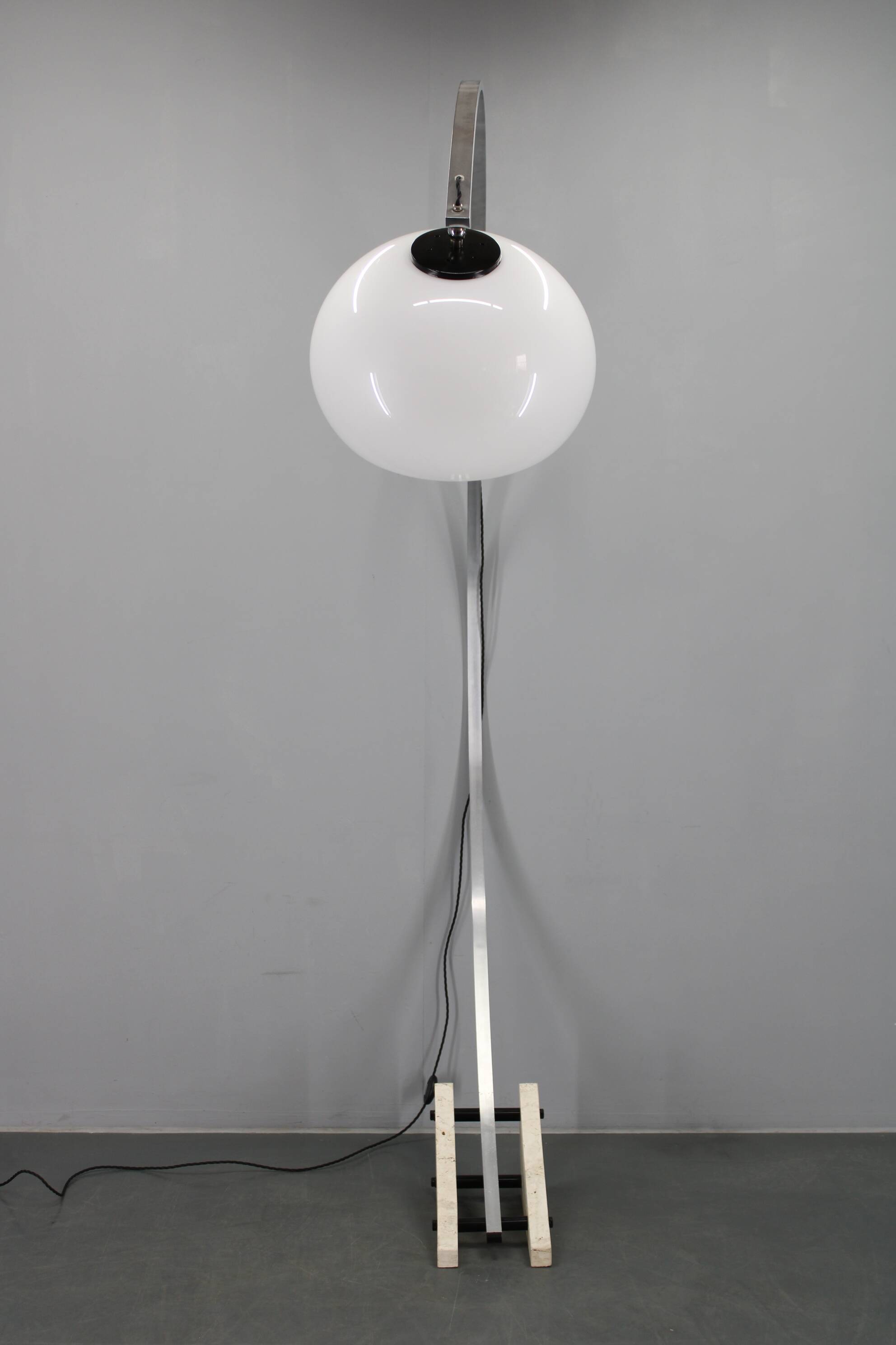 1970s Harvey Guzzini Arc Adjustable Floor Lamp, Italy
