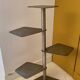 Vintage modernist side table, brushed chrome metal, France 1970