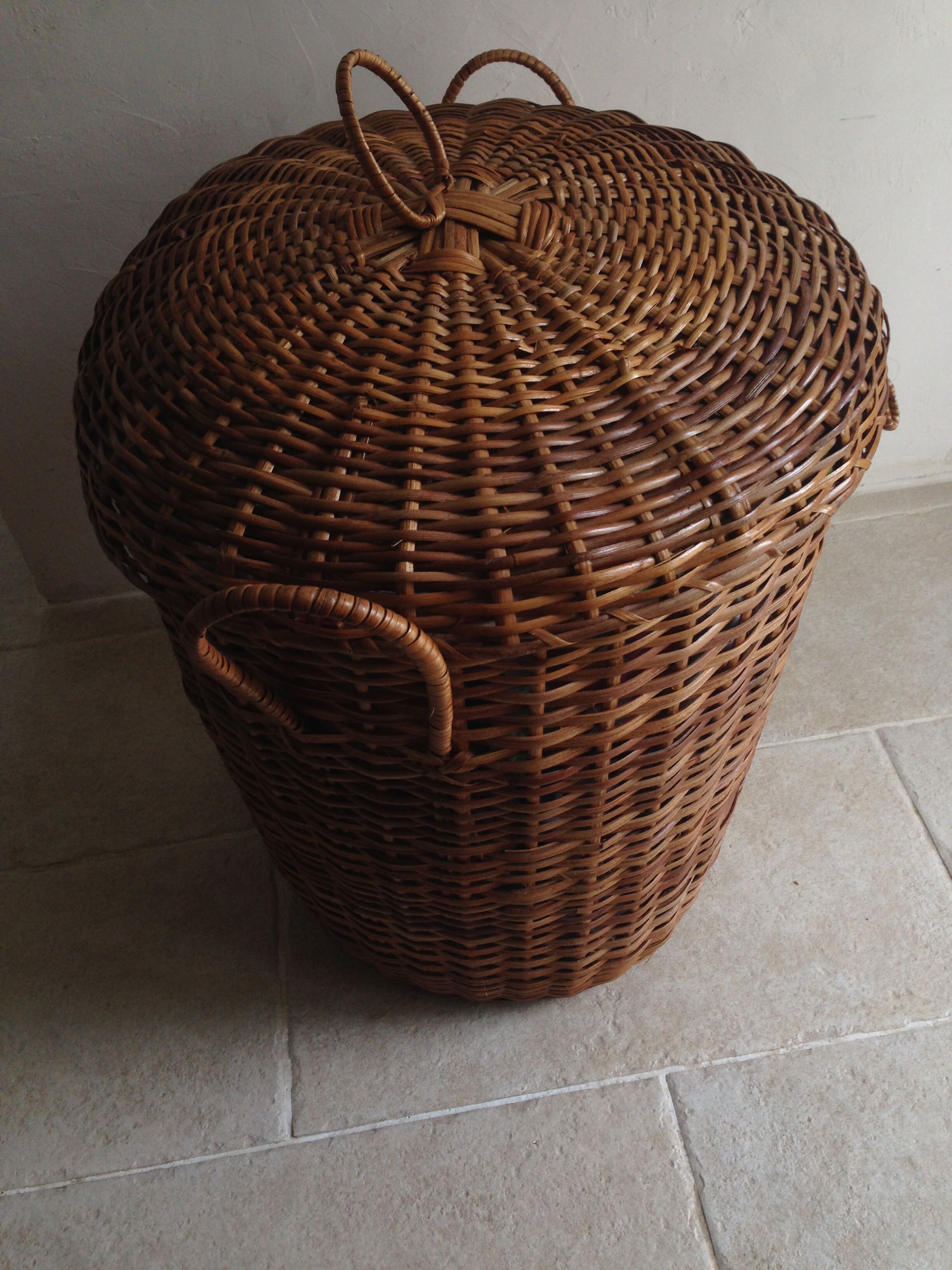 Vintage wicker laundry basket