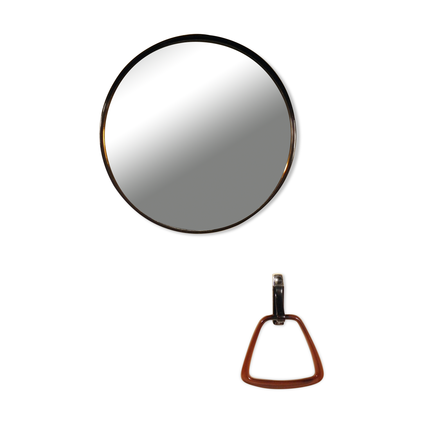 Round mirror and towel rack 1970