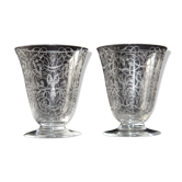 Two Baccarat glasses model "Michelangelo" in engraved crystal.