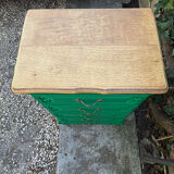 Vintage green oak chest of drawers from the 1960s.