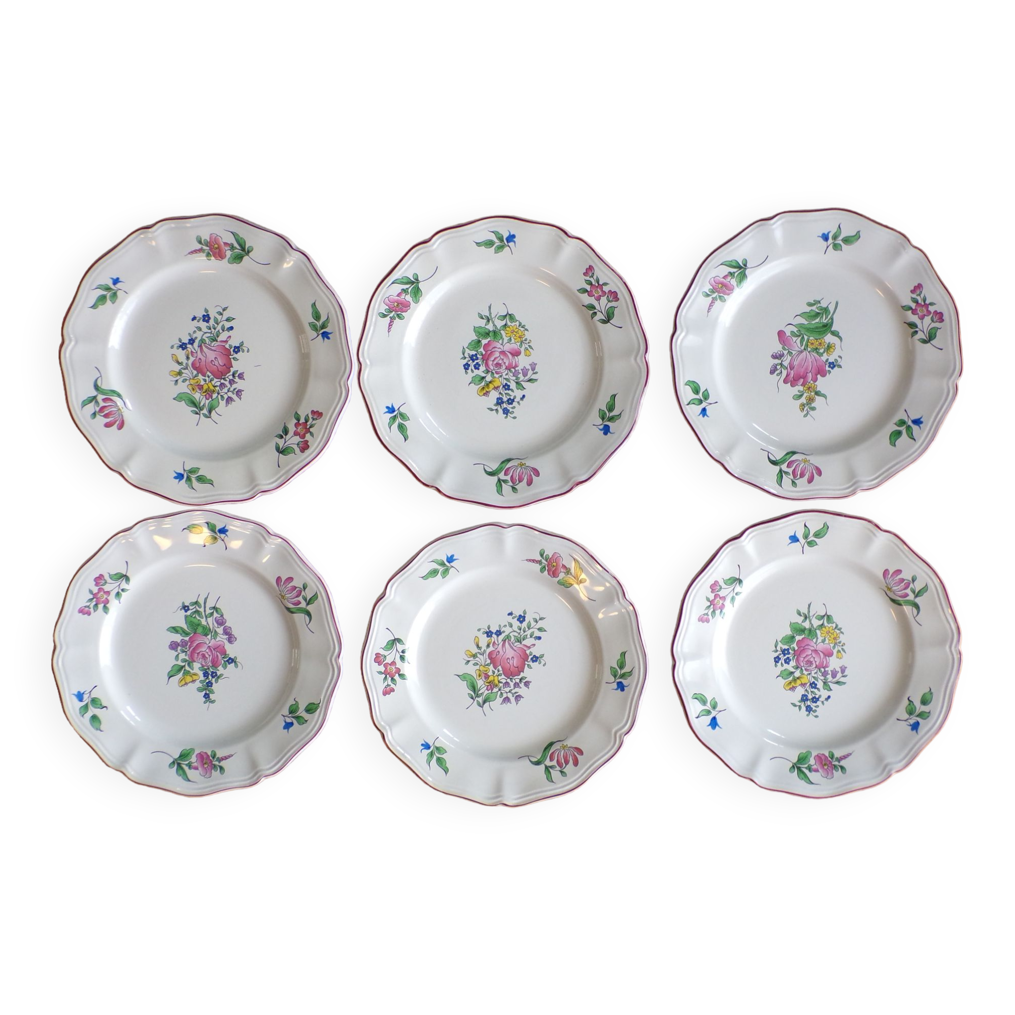 Lot 6 plates dessert Lunéville KG Lamppost