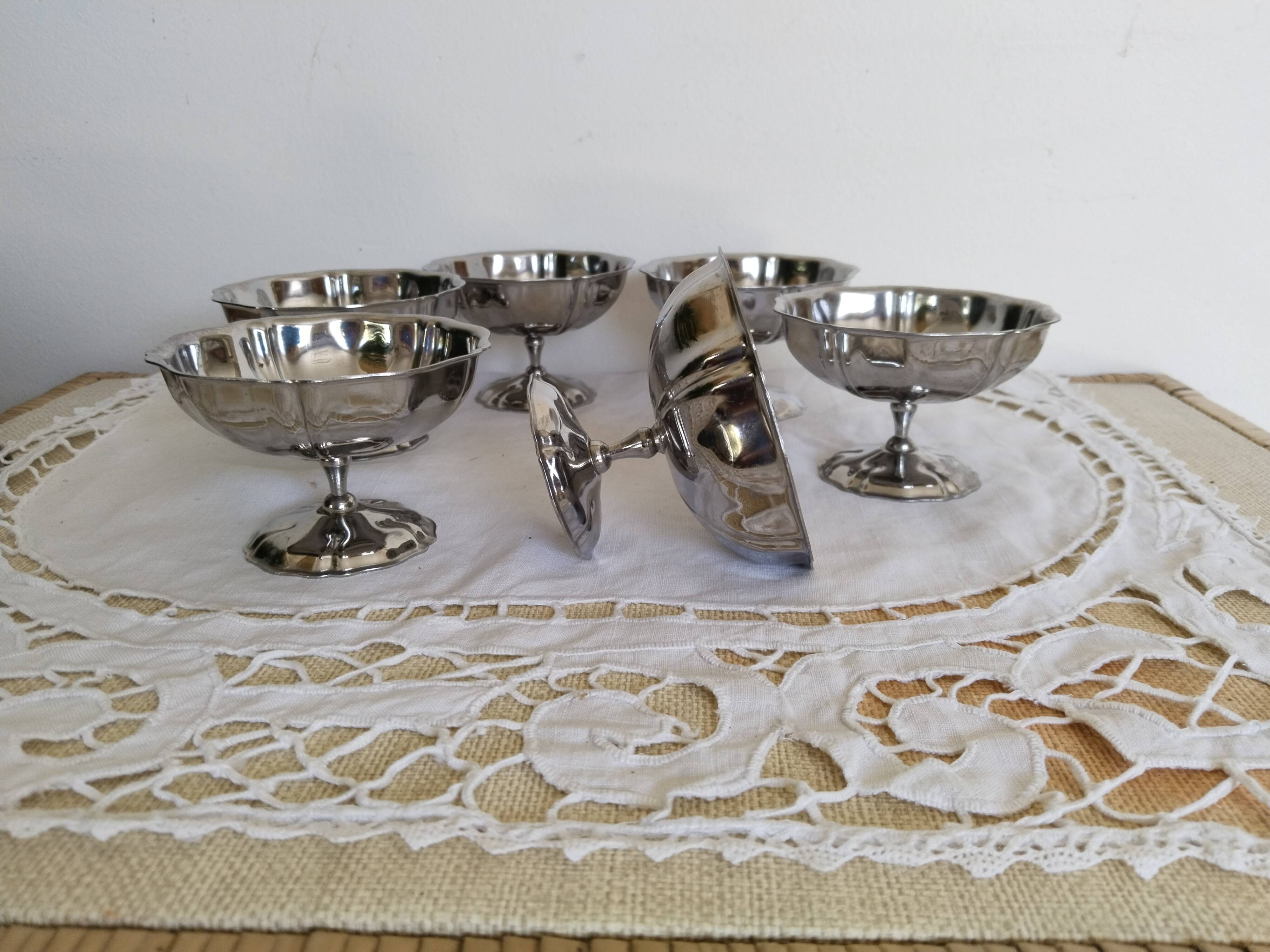 Coupes à glace ou sorbet  , vintage , en inox 18/10 , années 70 , made in France