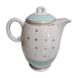 Porcelain teapot vintage iron earth Lunéville green golden water