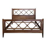 Double bed from Atelier Saint-Sabin in solid oak with lattices - 1950s