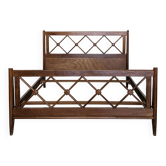 Double bed from Atelier Saint-Sabin in solid oak with lattices - 1950s