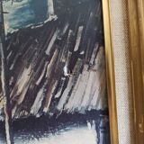 Tableau cadre doré avec reprographie Les chaumières