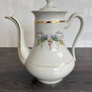 Porcelain Coffee Pot Decorated with Currants - Vintage 1900