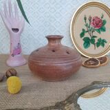 Vase pique flower in sandstone signed Vallauris vintage