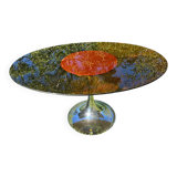 ORANGE smoked glass tulip foot table Gastone Rinaldi