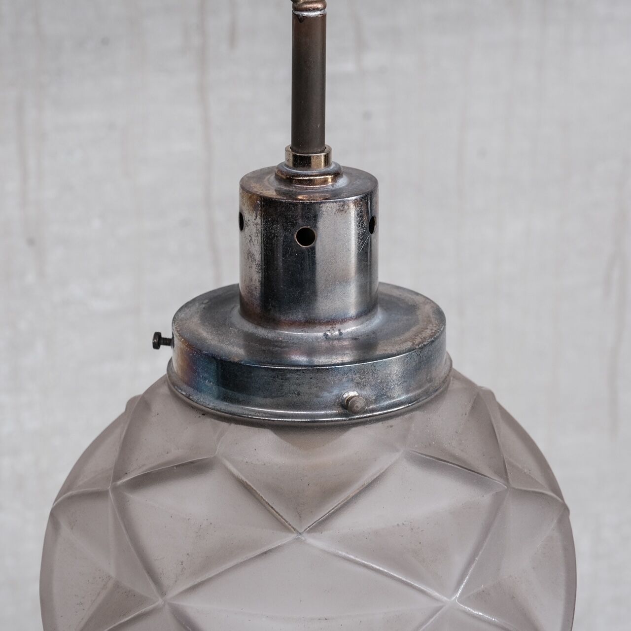 Geometric etched glass art deco pendant light