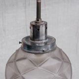 Geometric etched glass art deco pendant light