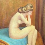 Vintage Female Nude Portrait Painting