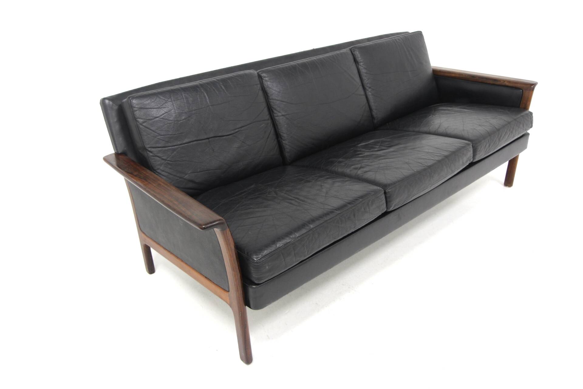 Scandinavian 3-seater leather sofa, Sweden, 1960s