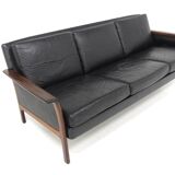 Scandinavian 3-seater leather sofa, Sweden, 1960s