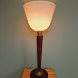 Large Art Deco lamp, in mahogany and opaline wood, 1920s-30s