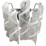 Transparent and white “ricci” murano glass wall sconce
