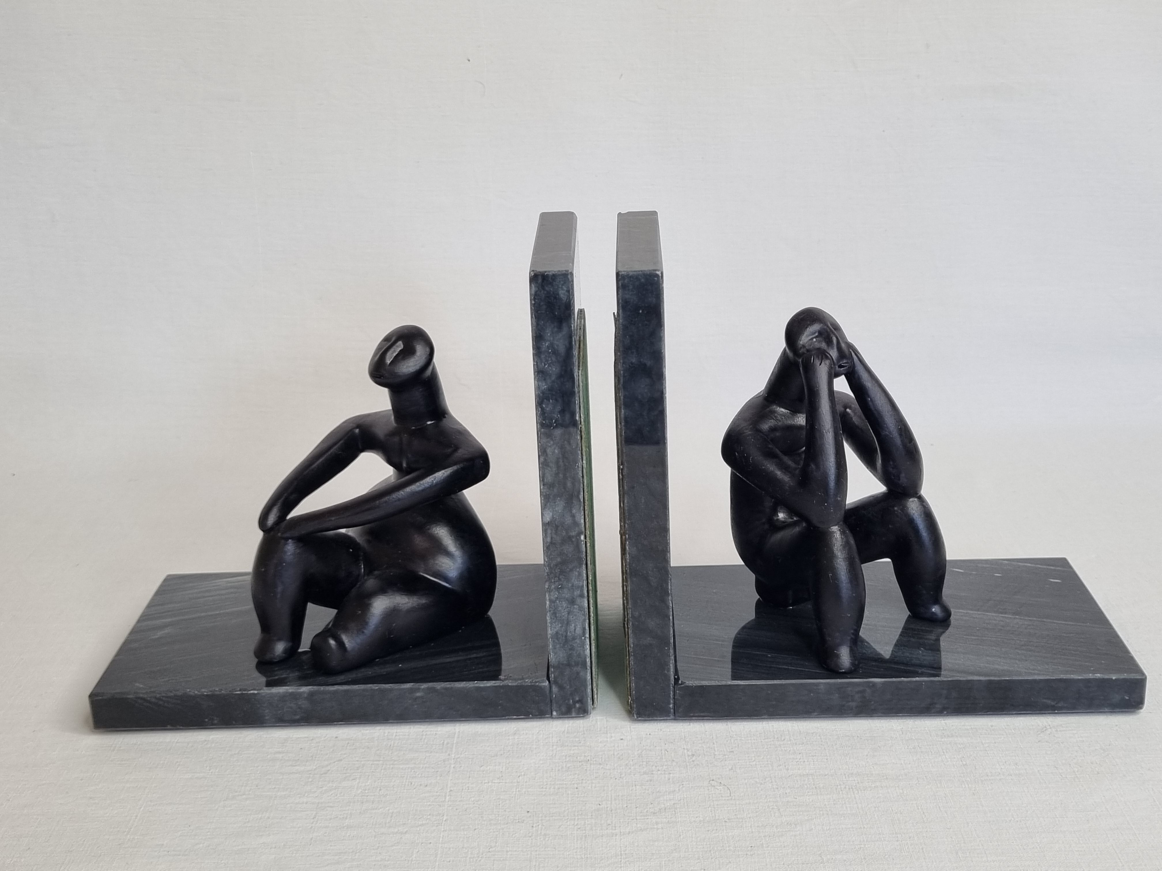 Pair of bookends the thinker and the seated lady, 15 cm
