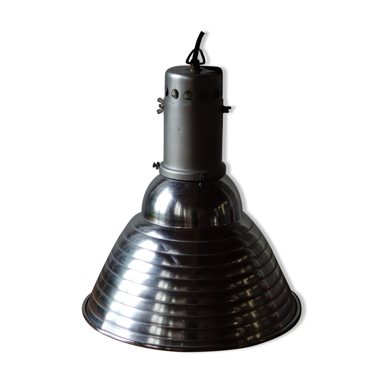 Hanging lamp industrial aluminum 1950 1960