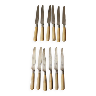 Lot of 12 old knives Estampiles FG Ferrules