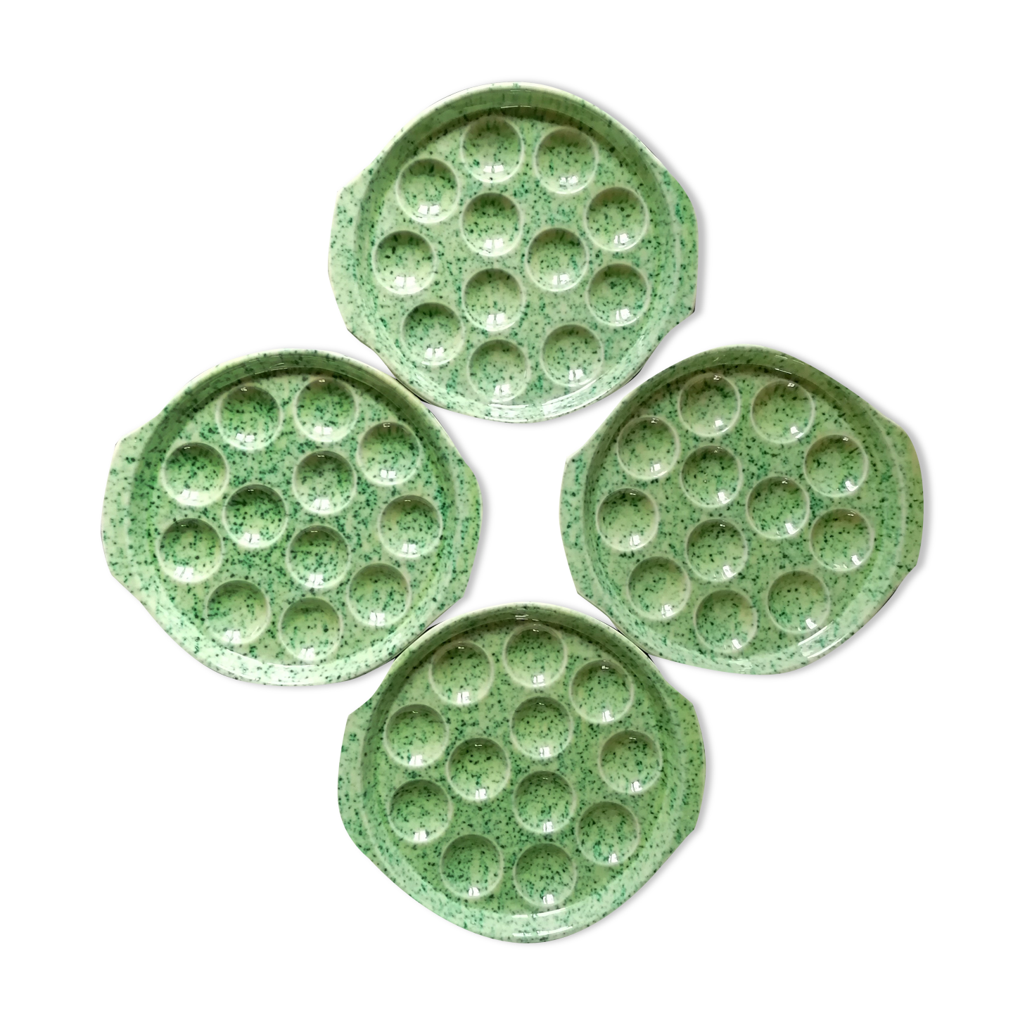 4 plates with gien porcelain snails